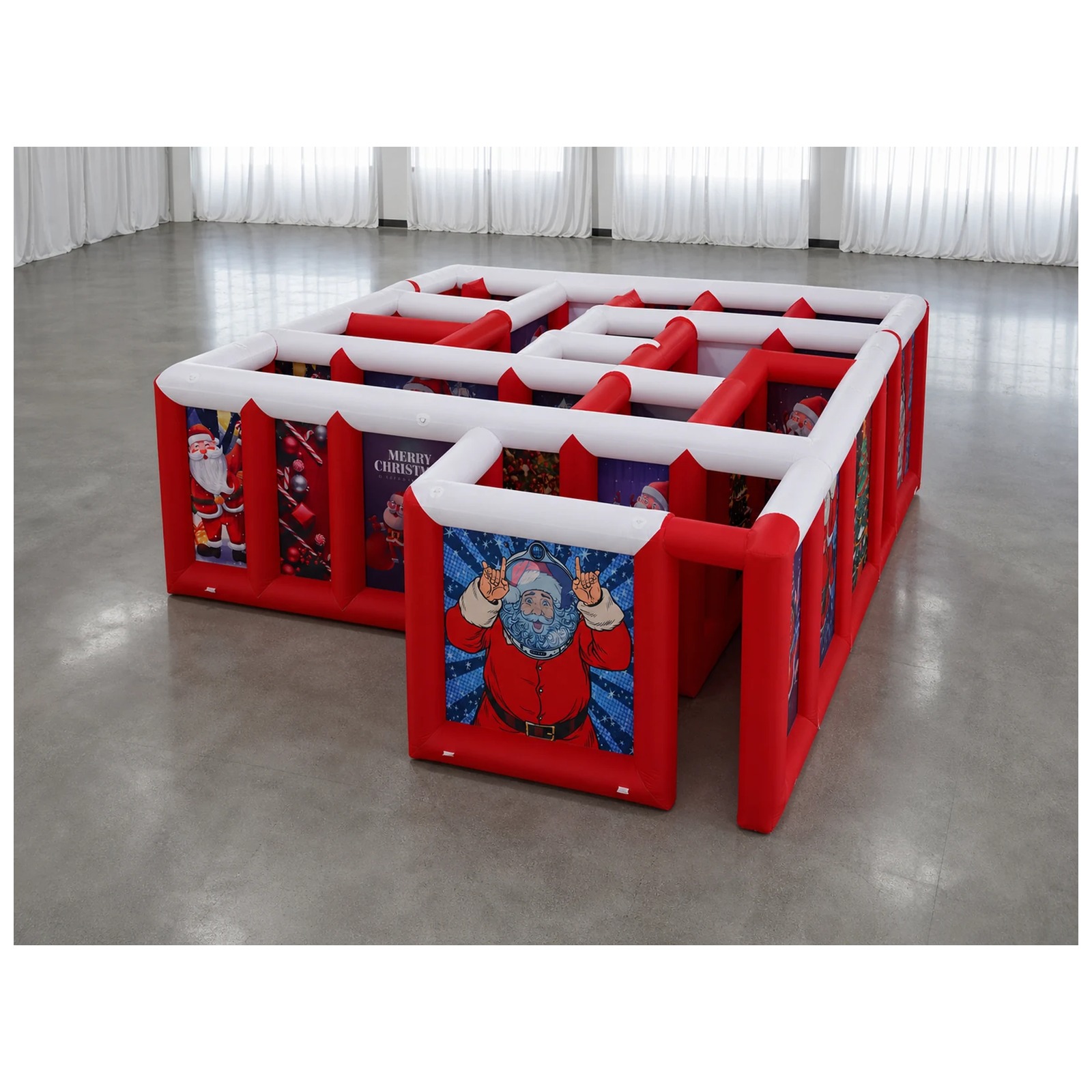 Kids Party Games - Grand labyrinthe gonflable rouge et blanc